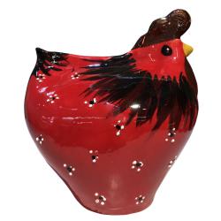Poule céramique rouge plumes