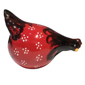Poule picoreuse céramique noire et rouge