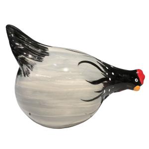Poule picoreuse céramique noire et grise