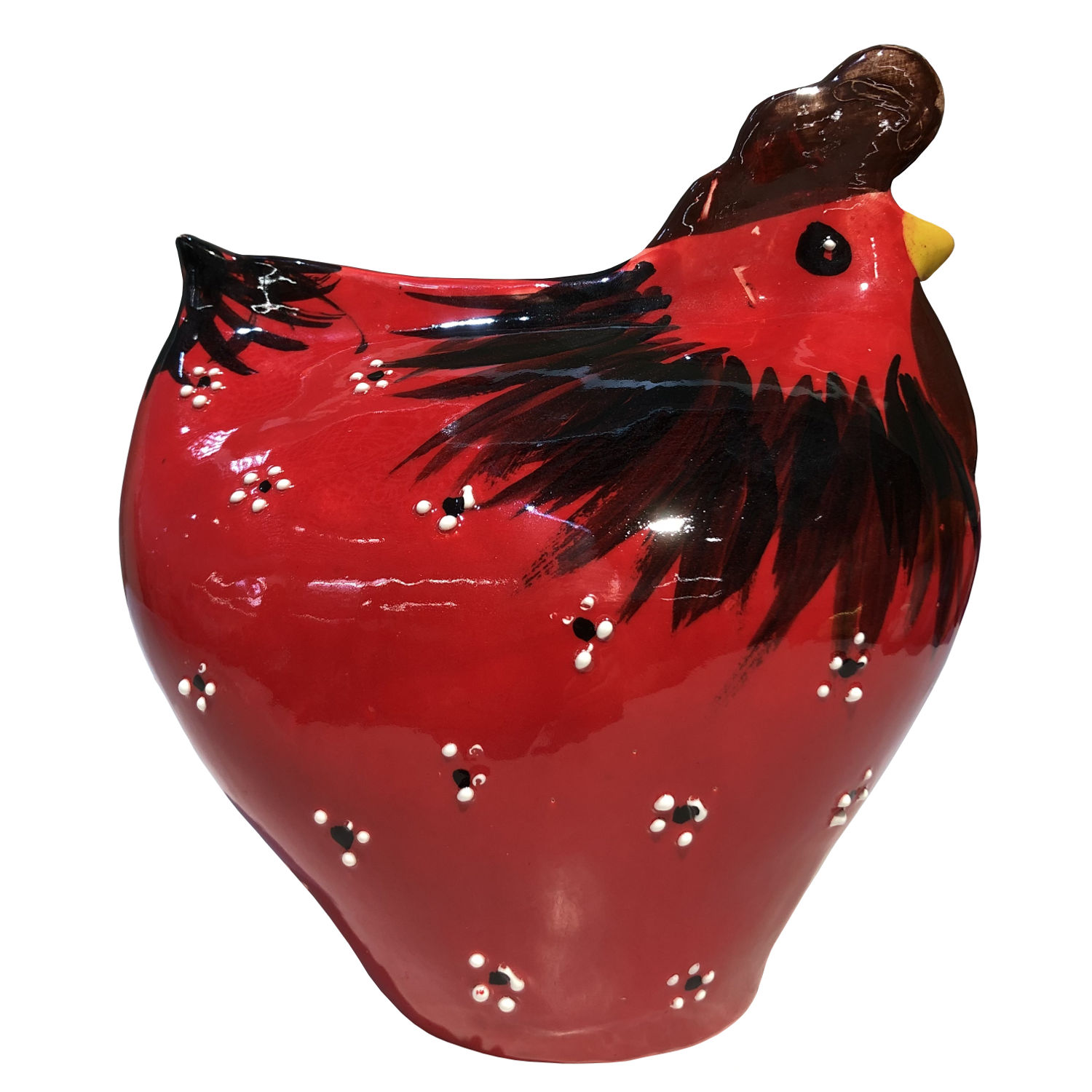 Plat à Gratin Maison Du Monde - Céramique Rouge Et Blanc - Motif Poules - Passe Au Four